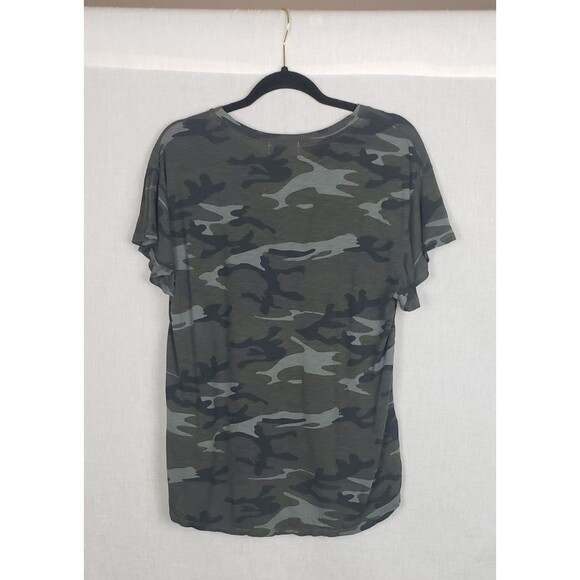 Anthropologie T.La Camo Flutter Sleeves M Tee Shirt Hipster USA Cyber Grunge NEW - Picture 2 of 5